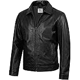 TRENDS GENESIS Classic Polo Collar Leather Work Jackets for Men - John-Wick Style Real Lambskin Leather Jacket Mens