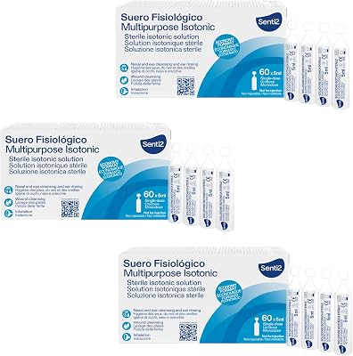 - Suero Fisiológico en Monodosis 60 uds, Higiene Nasal, Ocular y Auricular para Adultos y Bebés PACK DE 2