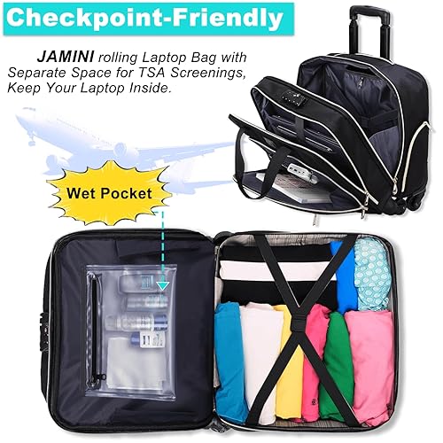 Rolling Laptop Bag with Spinner Wheels, Inch TSA Lock