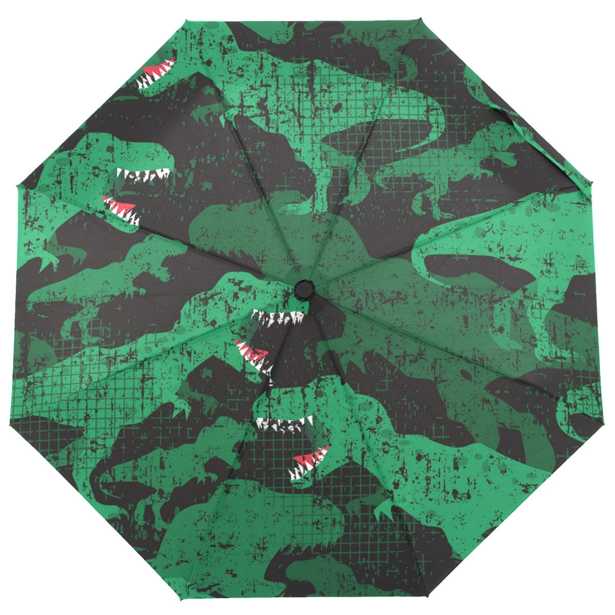 ISAOA Automatic Travel Folding Umbrella Dinosaur Rex Compact Windproof Umbrella