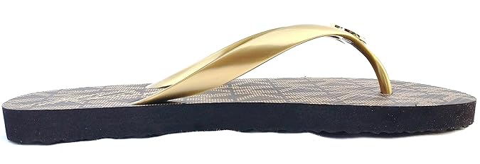 Amazon.com | Michael Michael Kors Women's MK Flip Flop (11 B(M) US, Gold/Black Logo) | Sandals
