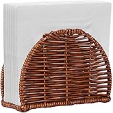 Mowhut Rattan napkin holder for table, Standing dining Cocktail napkin dispenser for Party, kitchen table decor, 6.1"L x 2.36"W x 4.13"H
