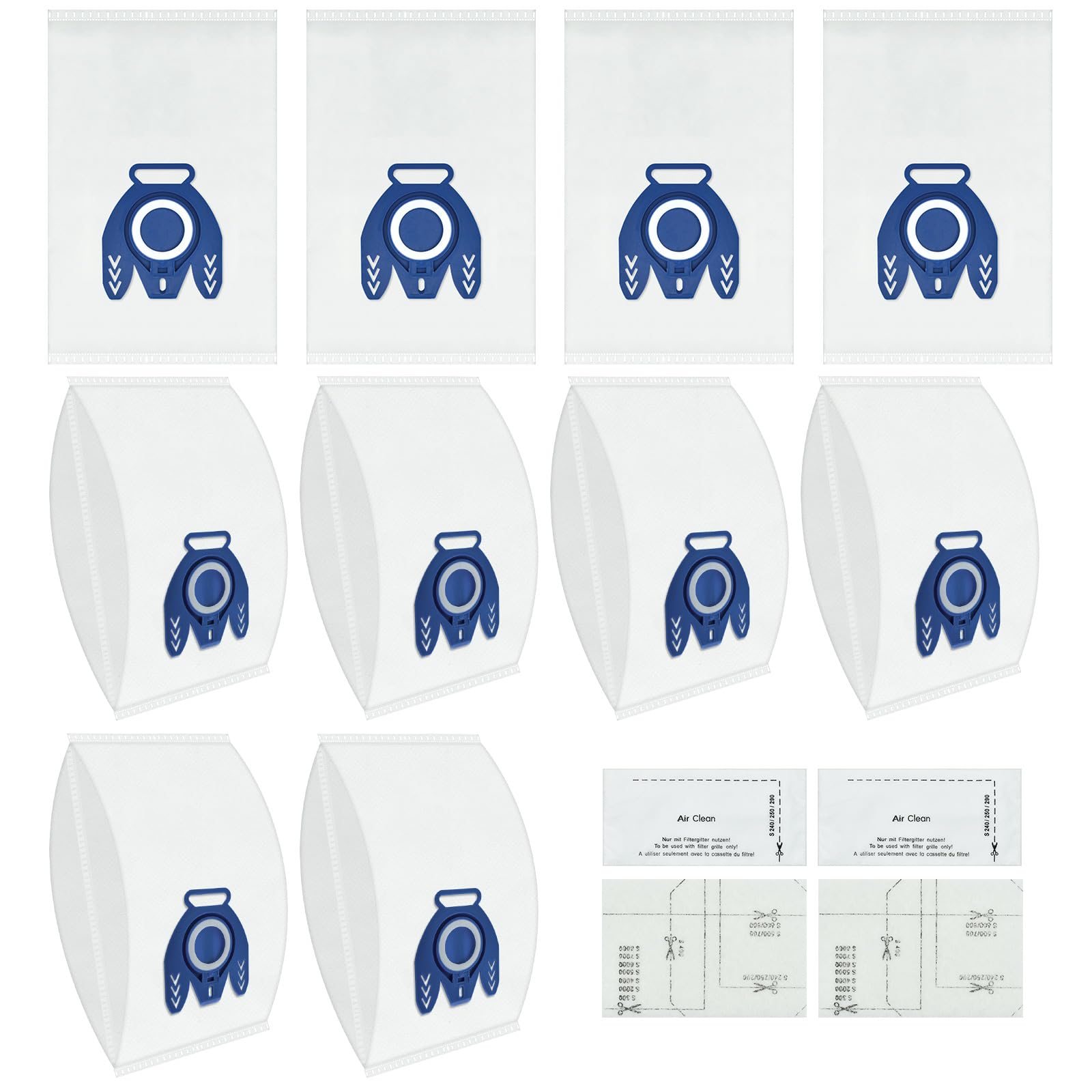 Photo 1 of 10 PSC 3D Airclean Vacuum Bags Compatible with Miele GN,Vacuum Cleaner Bag for Complete C3/C2,Classic C1,S400i-S456i,S8,S5,S2 Series,Hoover Bags with Motor Protection Filters and AirClean Filter