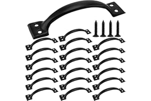 ZEONHEI 20 Pack Black Metal Gate Handles, 5.4 Inch Door Pull Handle Shed Door Handle with Screws, Screen Door Handle Fence Gate Handles for Outdoor Fences Wooden Doors
