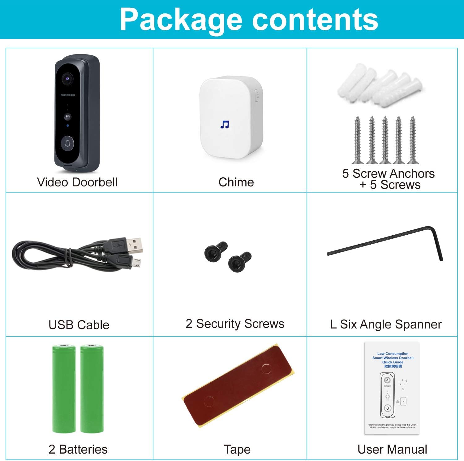 Incentive Promotionals Video Doorbell Wongkuo Wireless Video Doorbell Camera 7p Hd 166 Security Smart Wifi Doorbells With Indoor Chime 2 Rechargeable Batteries Motion Detection Real Time Video Two Way Talk Night Vision