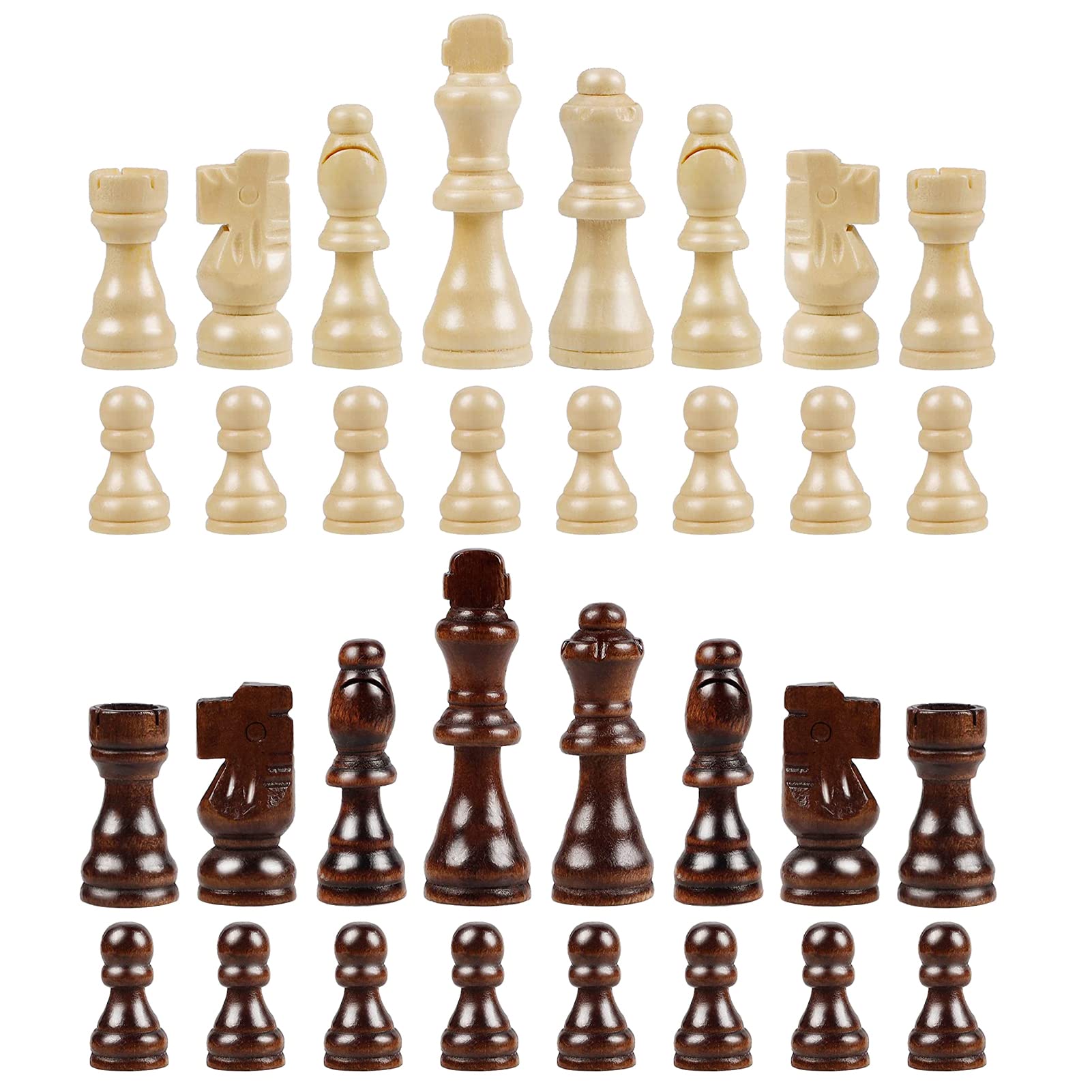 HUIOP 32pcs Wooden Chess Pieces - Fits 40cm Board - 2 Players, Ages 12+