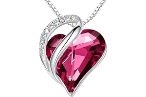 Leafael Necklaces for Women, Infinity Love Birthstone Heart Crystal Pendant, Birthday Jewelry Gifts for Her, Mom, and Wife, Silver Plated, 18 plus 2 inch Adjustable Chain