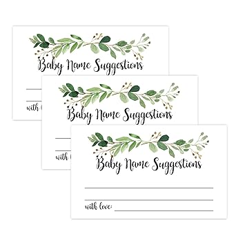 50 Greenery Baby Name Suggestions Cards Printable Green Foliage Baby Name Game Baby Shower Activity Advice Card Greenery Shower Decoration Baby - cool japanese names for games