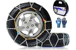 AUVEBY Snow-Chains Auto Fixing 1 Min Quick Fit Easy Installation Tire-Chains, Portable Reusable Universal Emergency Tire Traction Chain for Passenger Car, Pickup Trucks and SUV - Set of 2 (HKN-140)