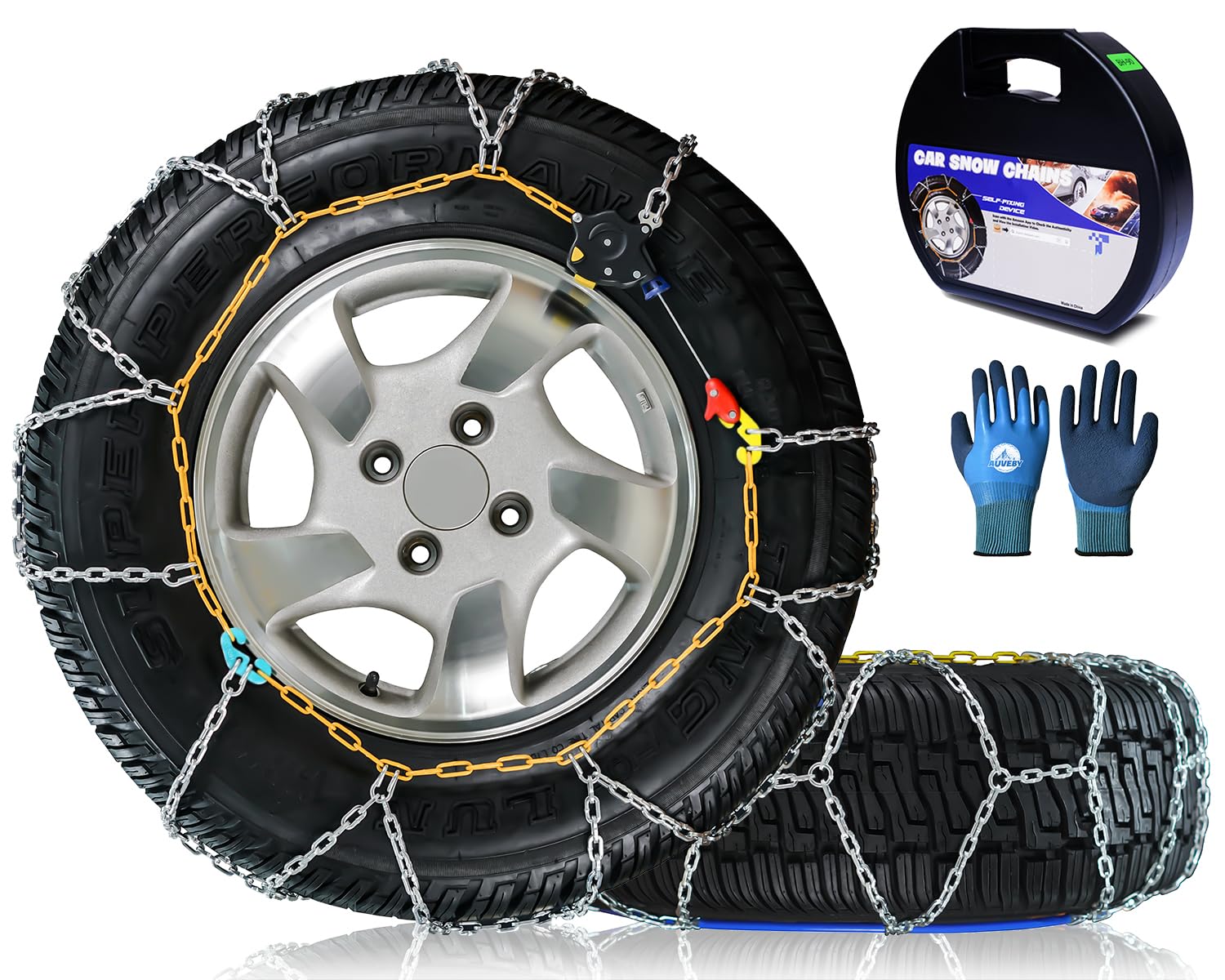 Photo 1 of *USED*
Snow-Chains Auto Fixing 1 Min Quick Fit Easy Installation Tire-Chains, Portable Reusable Universal Emergency Tire Traction Chain for Passenger Car, Pickup Trucks and SUV - Set of 2 (HKN-160)