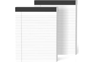 DORFAS 2-Pack Professional Legal Pads 8.5x11 Inches, Wide Ruled White Paper Perforated - 50 Sheets per Pad, Durable for Office, School & Legal Use