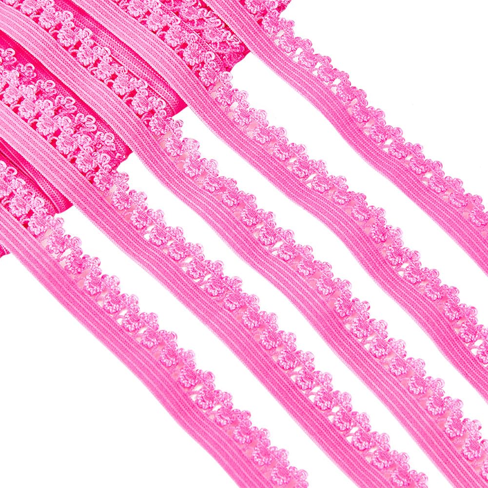 GORGECRAFT 20 Yards Frilly Edge Stretch 13mm Wide Picot Elastic Lace Trimming edge lingerie Webbing Crocheted Lace Cord Ribbon for DIY Sewing Crafts Garment Embellishments Gift Wrapping, Deep Pink