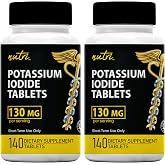 Nutri Potassium Iodide Tablets 130mg - 280 Tablets (2 Pack) | YODO Naciente - Potassium Iodine Tablets, Ki Pills, Yoduro de Potasio - 2 Pack