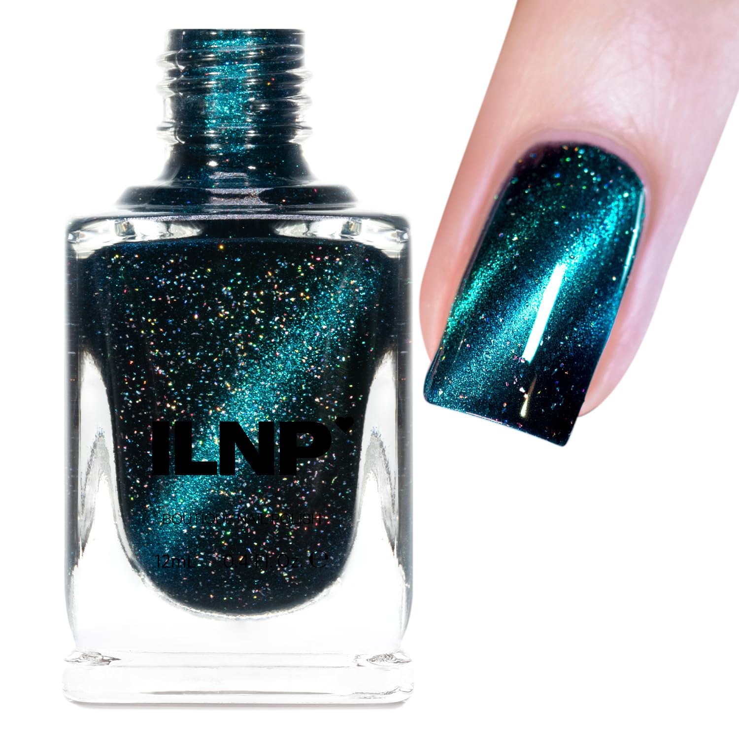 ILNP VIP - Black-Based Teal Magnetic Holographic Nail Polish