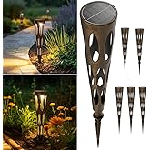 JJX Solar Pathway Lights, 6 Pack Outdoor Walkway Solar Lights for Yard Outside, Warm Light LED Landscape Light Waterproof IP65 Auto On/Off for Lawn Sidewalk