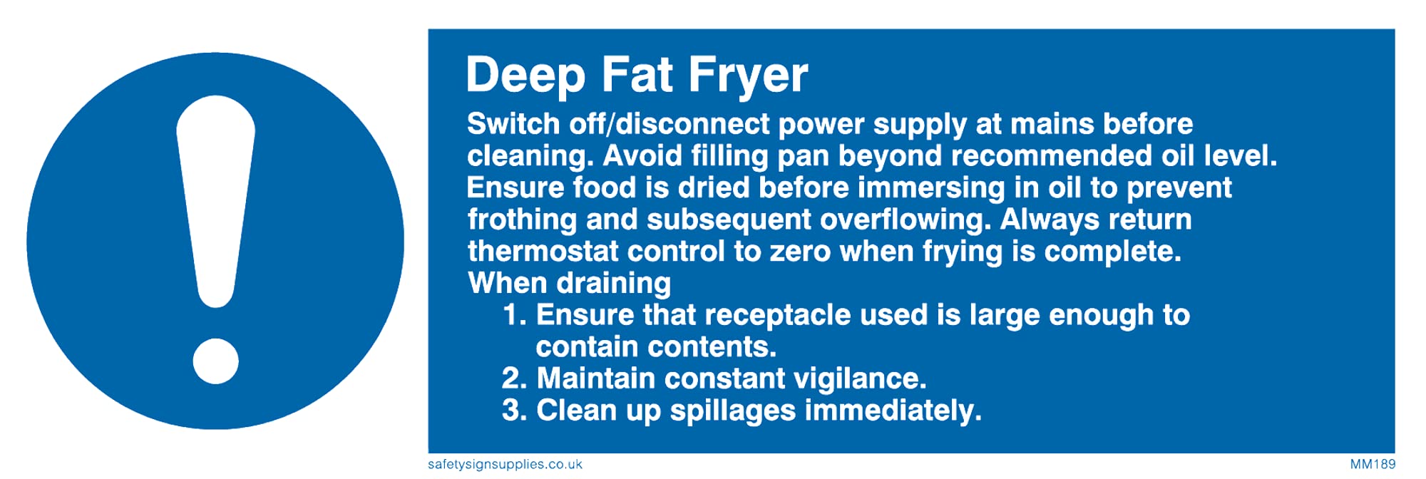 Pack of five - Deep Fat Fryer Rules Sign - 150x50mm - L15