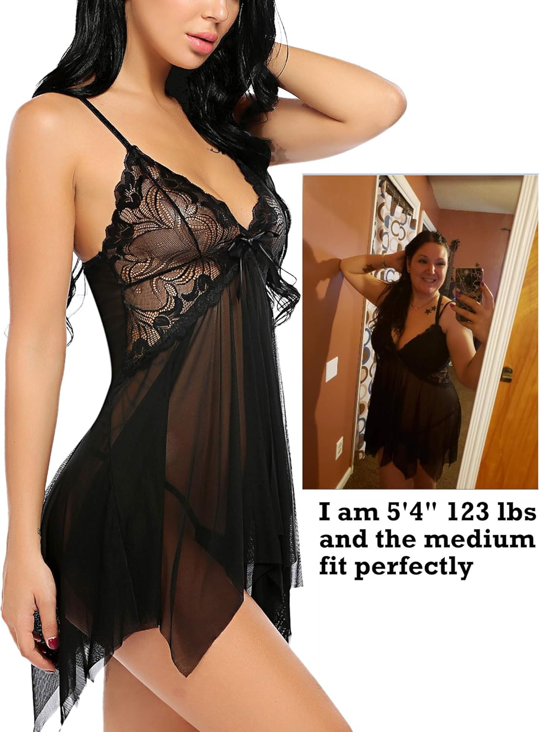Avidlove Women Lingerie Lace Babydoll V Neck Sleepwear Strap Chemise at  Women’s Clothing store