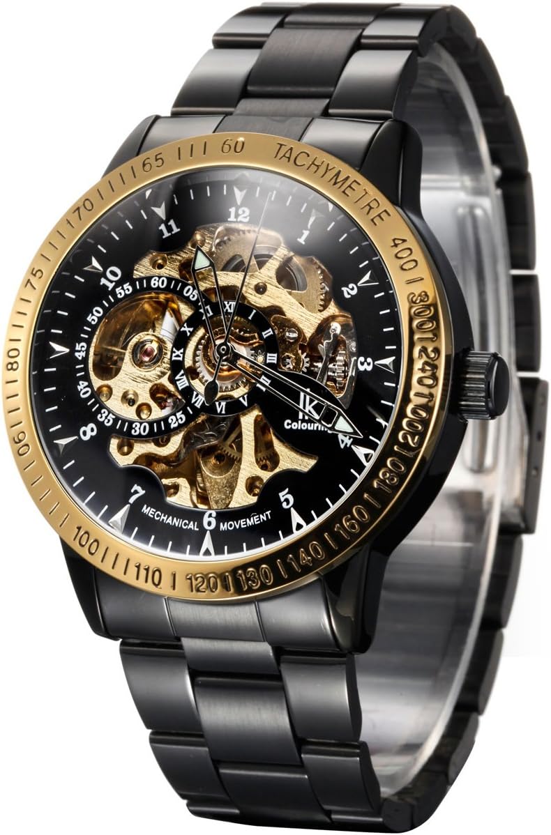 Alienwork IK Automatic Watch for Men Women with Stainless Steel Strap Analogue Skeleton