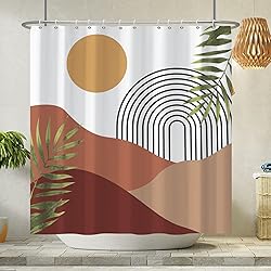 AWERT Boho Shower Curtain with Hooks Arch Sun