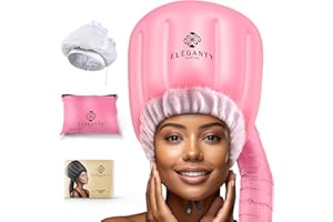 BRJ Bonnet Hairdryer Attachment - Integrated Elastic Headband That Reduces Heat Around Ears & Neck - Hooded Hair Dryer Diffuser Cap - Easy to Use for Deep Conditioning and Fast Hair Drying (Rose Gold)