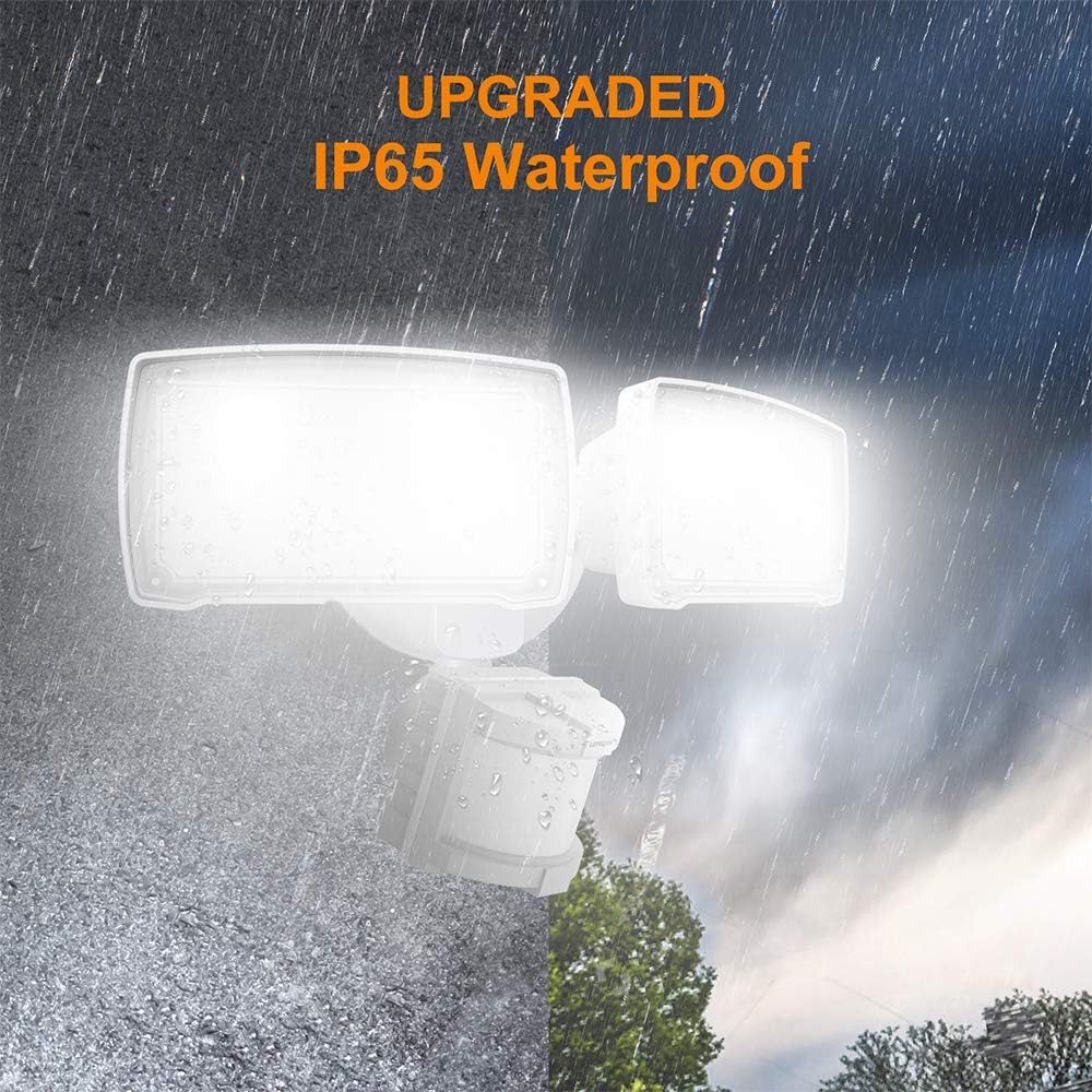 LEPOWER 28W LED Security Lights Motion Sensor Light Outdoor, 3000LM Motion Security Light, 5500K, IP65 Waterproof, 2 Head Motion Detector Flood Light for Garage, Yard, Entryways (NOT Solar Powered) - - 