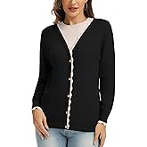 LATAHUO Womens Long Sleeve Sweaters Trendy Fall Outfits 2025 Fashion Clothing Crewneck Pullover Casual Cute Tops with Buttons