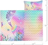 HOSIMA Pink Mermaid Tail Nap Mat with Pillow for Kids - Daycare Bedding Set view 2