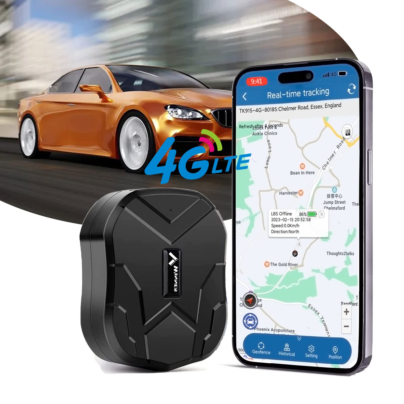 4G GPS Tracker Devices, Zeerkeer Strong Magnetic Car GPS Tracker Anti-lost 4G Vehicle Tracker Real Time Positioning Anti Theft Tracking Device 5000mAh Waterproof Rechargable 4G Tracker TK905