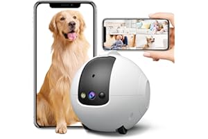 Denash Camera Robot on Wheels, 2.5K 4MP Movable Indoor Security Cam with 360 View One Click Call 2 Way Talk, 6 Interactive Pl