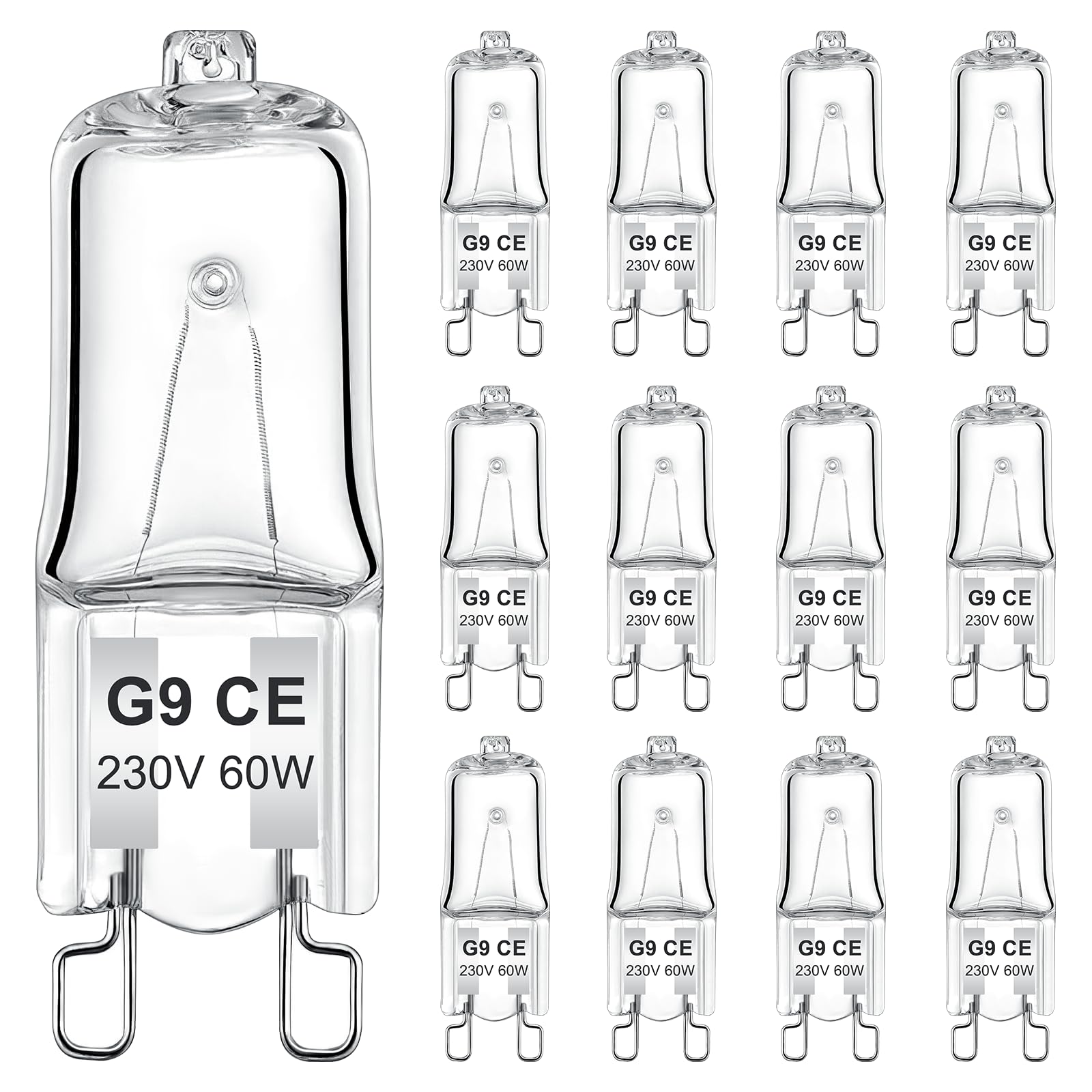 AUZOSL G9 Halogen Bulbs - 60W Bright Energy Efficient Replacement (Pack of 12) - Long-Lasting Lighting Solution