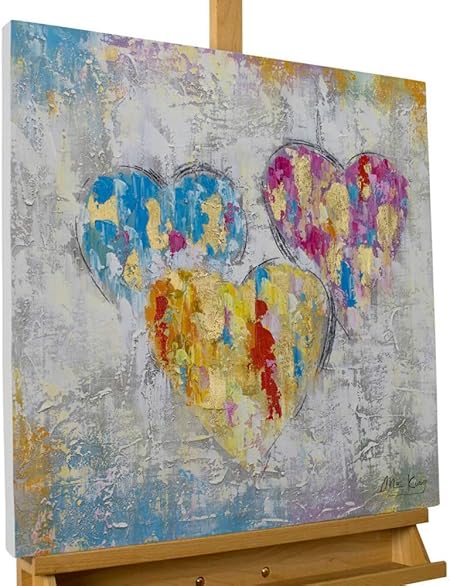 Kunstloft Peinture Acrylique Sur Toile Un Voeu Du Coeur 60x60cm Peinte A La Main Amazon Fr Cuisine Maison