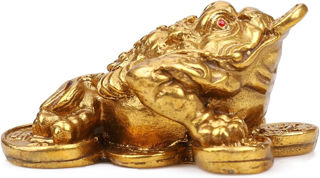 Yaoyijun Brass Feng Shui Money Frog (Three Legged Wealth Frog or Money Toad) Statue/Chan Chu Statue/Fortune toad/money toad