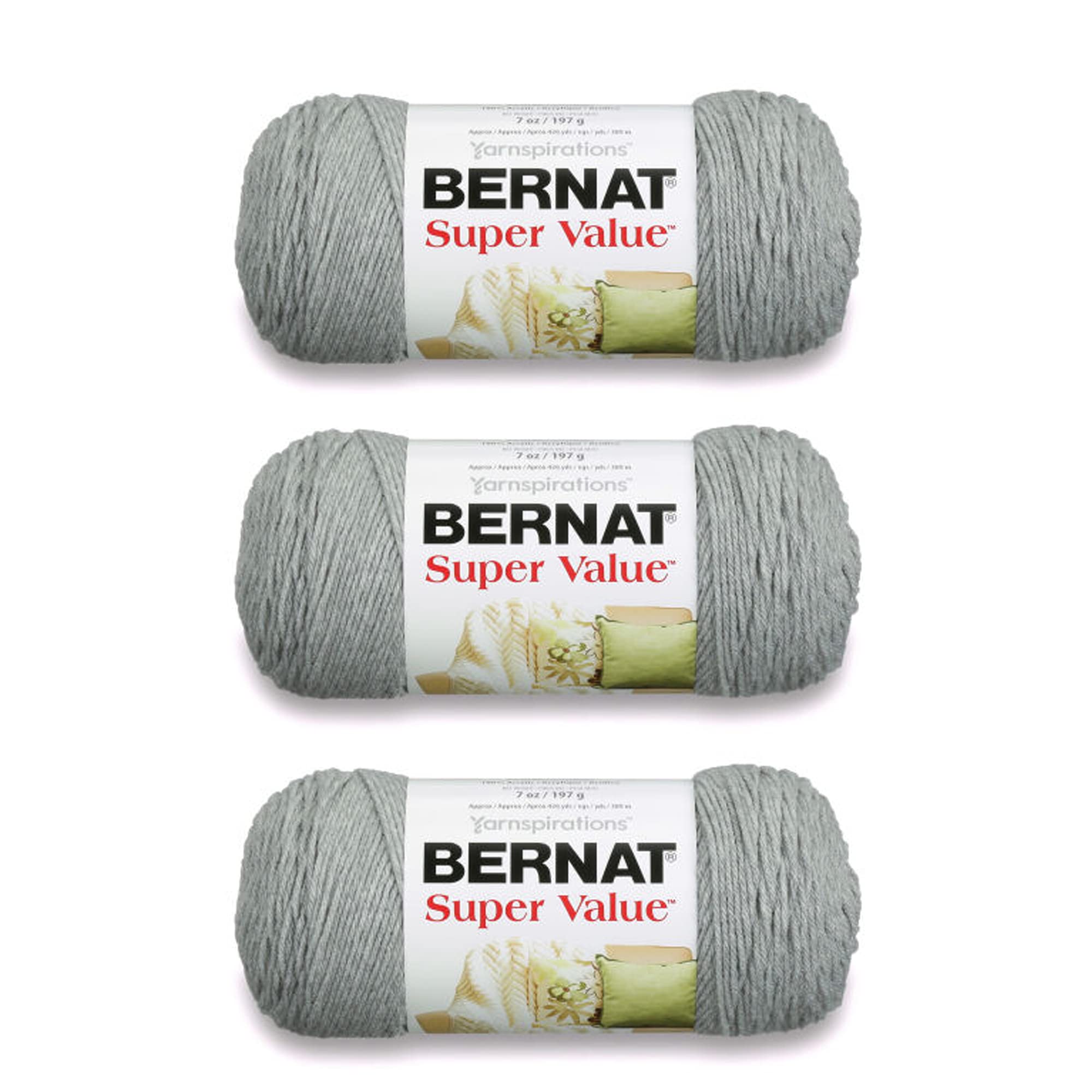 Bernat Super Value Yarn, 3 Pack, Soft Gray 3 Count