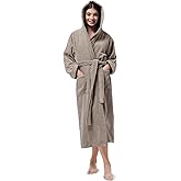 SIORO Womens Terry Cottton Long Cloth Robes, Hooded Plush Soft Absorbent Bathrobe, Full Length Spa Colth for Shower, Hot Tub