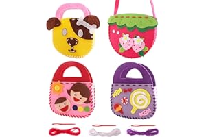 YOHELLY 4 Pcs Toddler Arts and Crafts for Kids Ages 2 3 4 5 6 Years Old, Craft Kits for Sewing Sets, Preschool Educational Kids Toys Sewing Craft Kits for Kids DIY Art Craft Hand Play Set