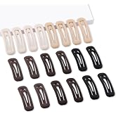 Cptots 20 PCS Small Rectangular Hair Barrettes Snap Hair Clips For Women | Non Slip Snap Barrettes For Thin Fine Hair,1.97 x 0.55Inch,Matte Black Brown Beige.