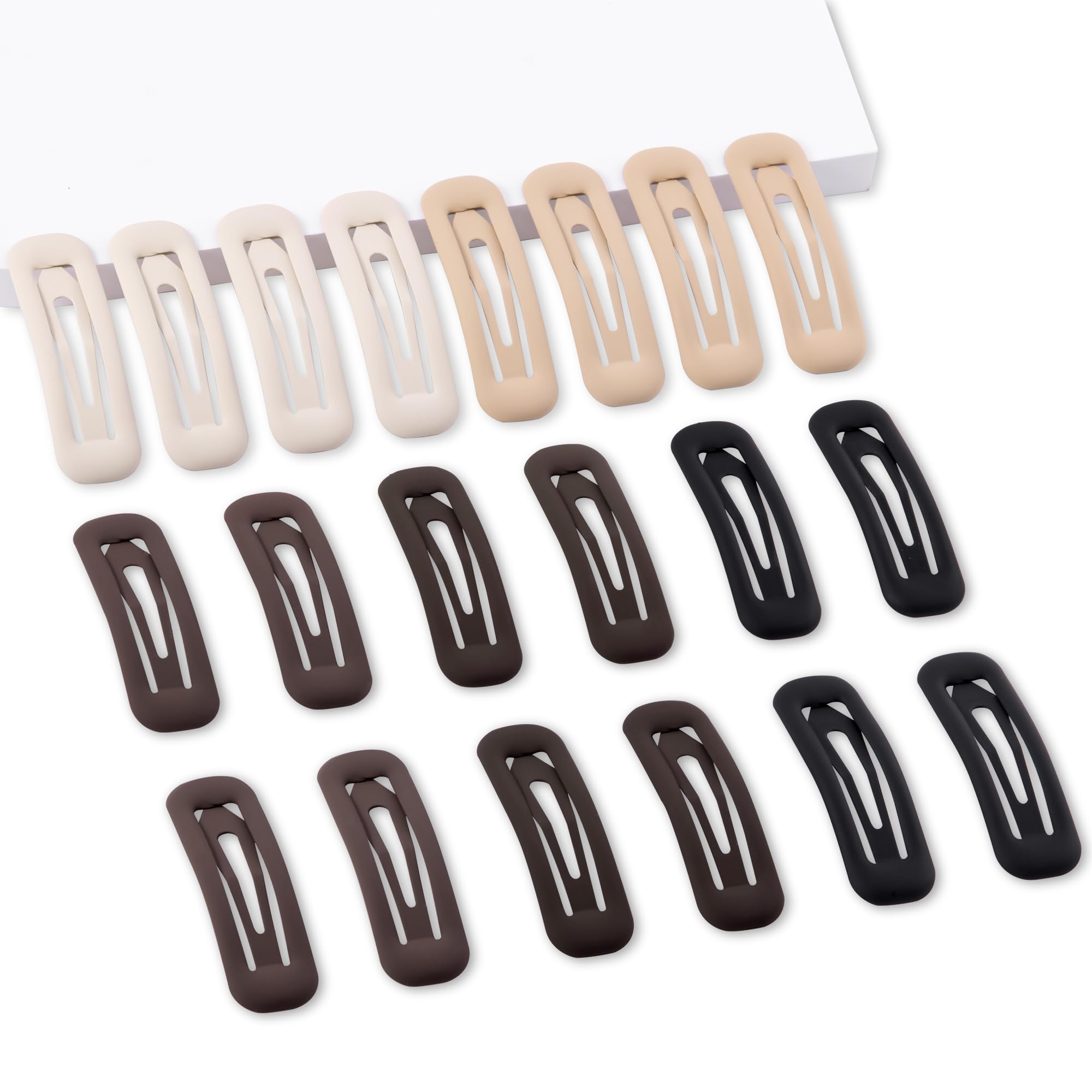 Photo 1 of Cptots Small Rectangle Hair Barrettes For Women Non Slips Snap Clips For Thin Fine Hair,Matte Black Brown Beige,1.97 x 0.55Inch