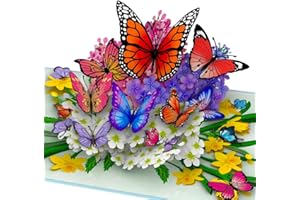 Hartensteler® Butterflies in Nature Pop Up Card - 3D Butterfly Card for Wife, Husband, Girlfriend, Mom, Dad, Mother, Father (Birthday Card, Get Well, Thank You, Anniversary)
