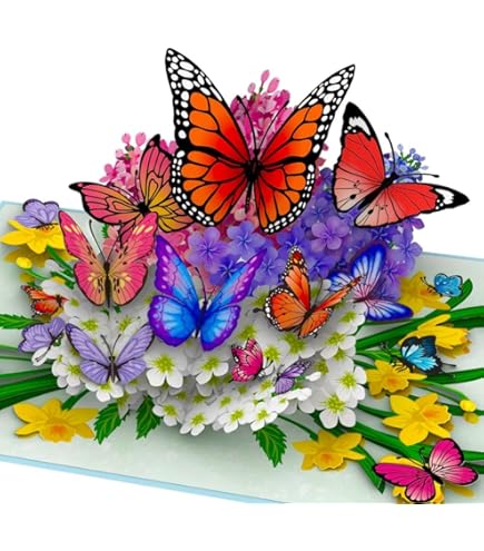 Gosknor Pop Up Happy Birthday Card, Delicate Butterfly Flowers 3D Greeting Card Pop Up Gift Box With Envelope For Female Women Daughter Mom Sister Niece Friends Ladies - View #12
