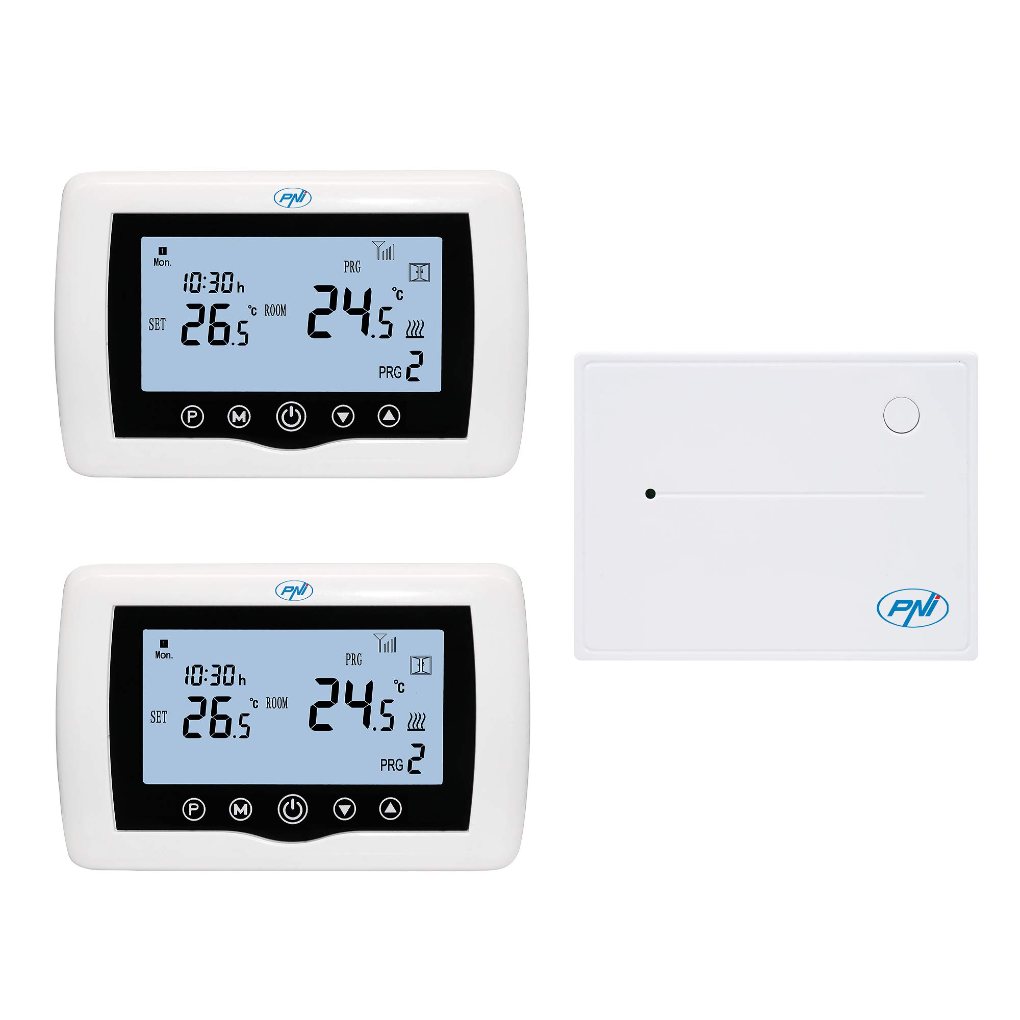 Smart Thermostat PNI CT400 Wireless, with WiFi, 2 Zone Control via Internet, for Central Heating, Pumps, Solenoid valves, APP TuyaSmart, Hysteresis 0.2 Degrees C