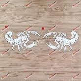 Pair Mirror Images 6'' White Scorpion Decal Bumper Sticker Car Vinyl