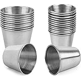 AUEAR, 20 Pack 1 and 1.5 Ounce Stainless Steel Shot Cups Metal Glasses Drinking Vessel Tumbler Barware for Home Bar Party Restaurant