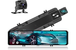 OILIEHU Mirror Dual Dash Cam,10 inch Rearview Mirror Dual Dash Cam for Cars and Trucks,Dash Cam Front and Rear Waterproof Backup Camera with GPS,Superior Night Vision,Parking Assistance,G-Sensor