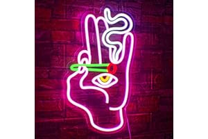 WLHOPE Hand Eye Neon Sign Evil Eye Hand Neon Signs Pink White Led Neon Signs for Wall Decor, USB Connectivity Hamsa Neon Light Signs for Bedroom Game Room Home Bar Cafes Party, Halloween Neon Signs