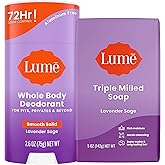 Lume Whole Body Deodorant And Soap - 2.6 Ounce Smooth Solid Stick With 72 Hour Odor Control and 5 Ounce Triple Milled Soap - Aluminum Free, Baking Soda Free and Skin Loving (Lavender Sage)