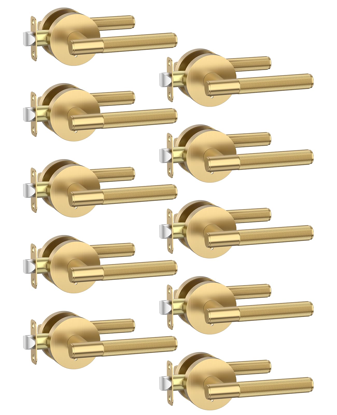 Photo 1 of Asidrama 10 Pack Privacy Champagne Bronze Door Handles, Door Lever with Door Knobs Indoor for Bedroom or Bathroom, Heavy Duty Door Handles Interior with Locks for Left Right Sided Doors