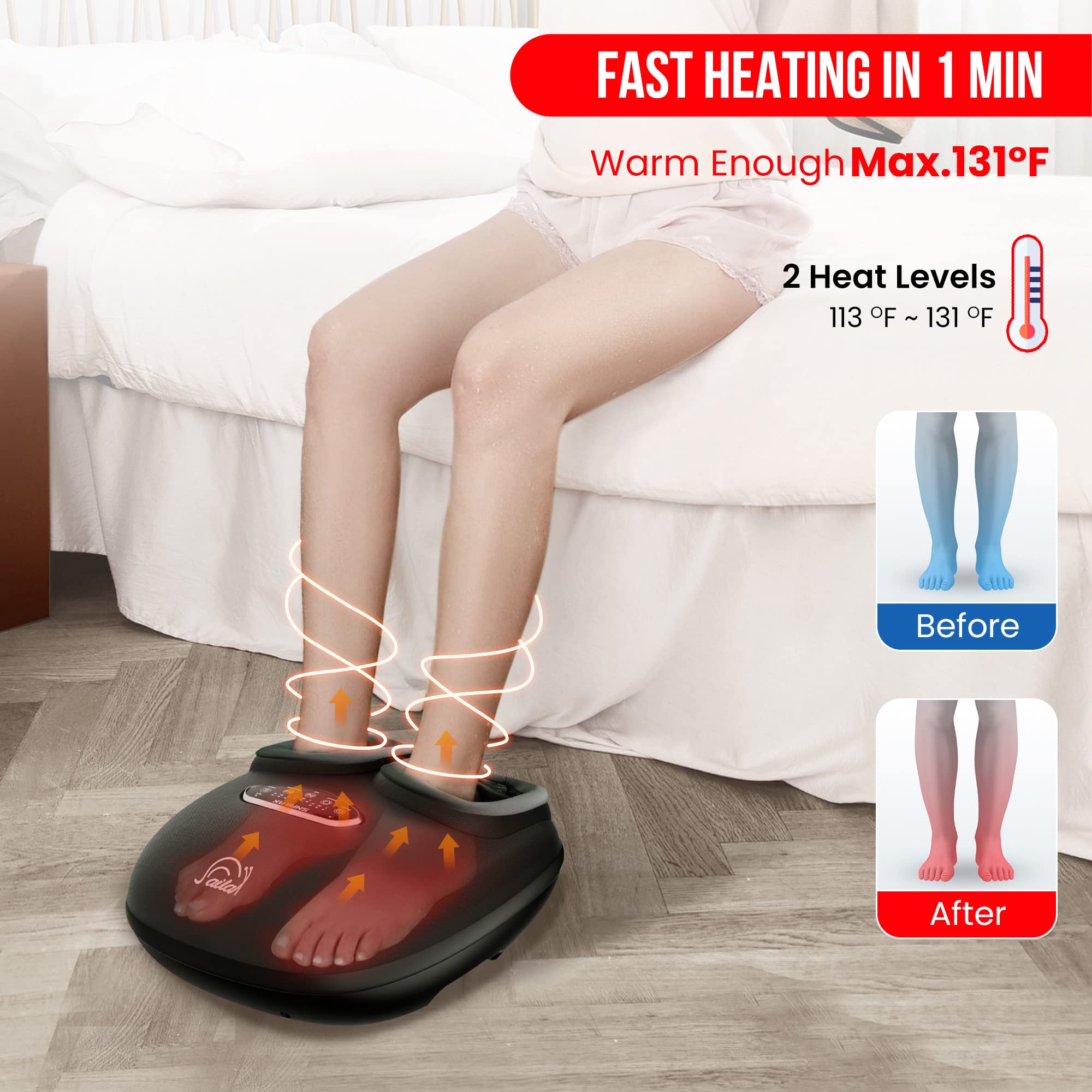 Snailax Foot Massager With Heat, FSA HSA Eligible, Kneading