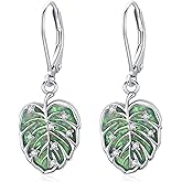 925 Sterling Silver Green Leaf & Clover Drop Earrings for Women - Lightweight Dangle Nature Jewelry, Elegant Gift for Her, Mom, Wife for Mother's Day, Birthday, St. Patrick's Day