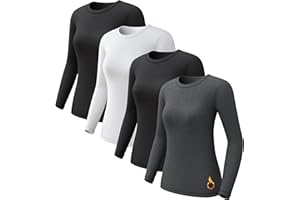 CL convallaria 1 2 4 Pack Women's Thermal Underwear Tops, Women Fleece Lined Long Sleeve Baselayer Shirt for Winter