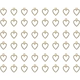 Ruwado 50 pcs Hollow Heart Charm Jewelry Making Kits for Jewelry Making 1.5 x 1.2 cm Cute Accessories for DIY Crafting Project Christmas Tree Décor Necklace Bracelet Keychain Earring Supplies (Gold)